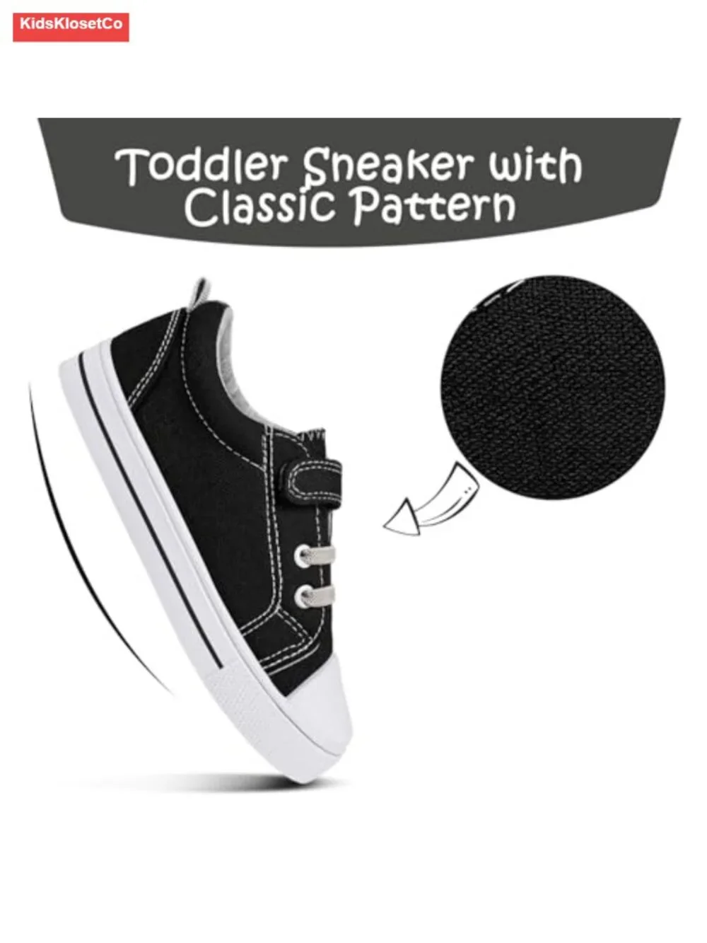 Toddler Boys Girls Canvas Sneakers Hook & Loop Non-Skid Rubber Sole
